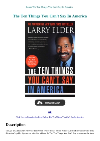 Books The Ten Things You Can't Say In America