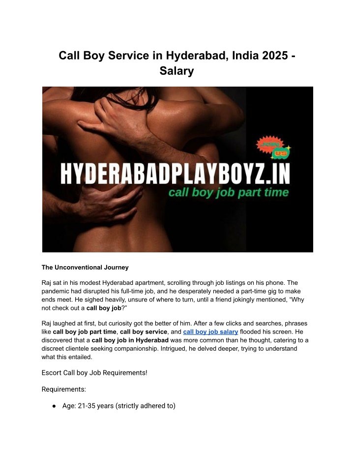 call boy service in hyderabad india 2025 salary