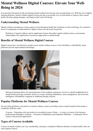mental wellness digital courses elevate your well