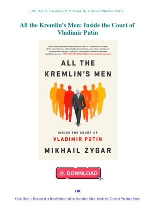 PDF All the Kremlin's Men Inside the Court of Vladimir Putin
