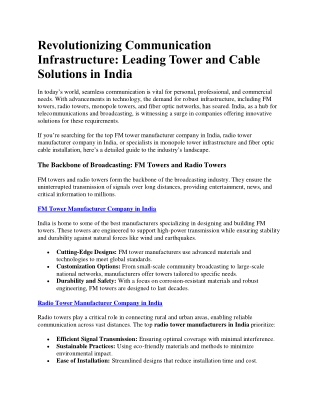 Revolutionizing Communication Infrastructure
