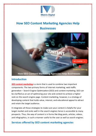 How SEO Content Marketing Agencies Help Businesses