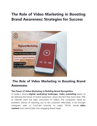 The Role of Video Marketing in Boosting Brand Awareness