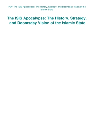 PDF The ISIS Apocalypse The History  Strategy  and Doomsday Vision of the Islamic State