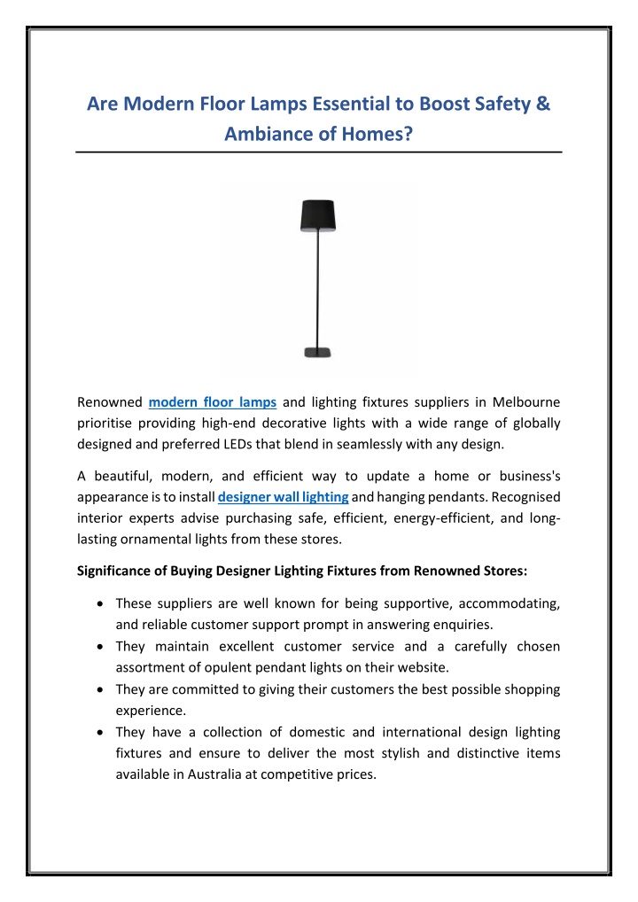 are modern floor lamps essential to boost safety