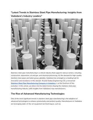 _Latest Trends in Stainless Steel Pipe Manufacturing_ Insights from Vadodara's Industry Leaders_