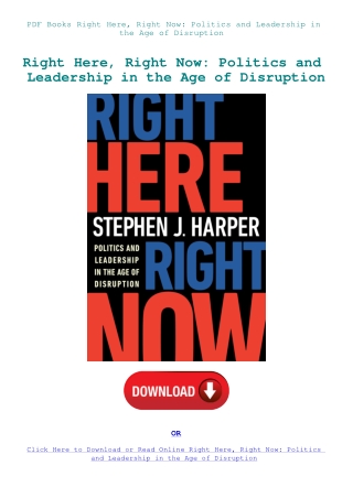 PDF Books Right Here  Right Now Politics and Leadership in the Age of Disruption