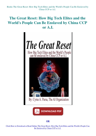 Books The Great Reset How Big Tech Elites and the World's People Can Be Enslaved by China CCP or A.I