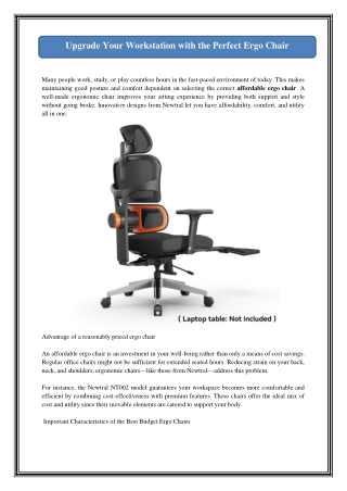 Upgrade Your Workstation with the Perfect Ergo Chair