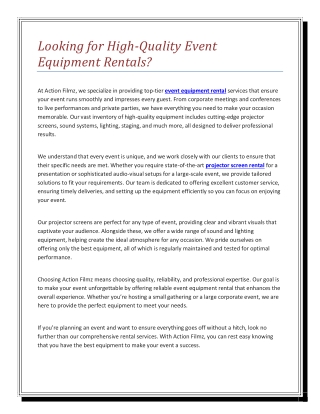 looking for high quality event equipment rentals