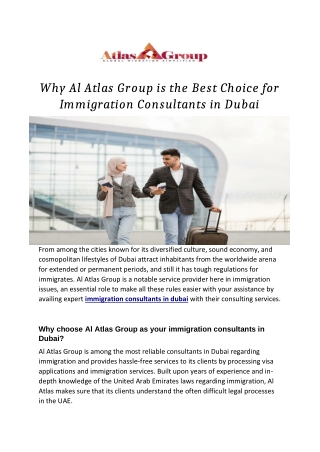 Why Al Atlas Group is the Best Choice for Immigration Consultants in Dubai