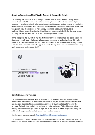 steps to tokenize a real world asset a complete