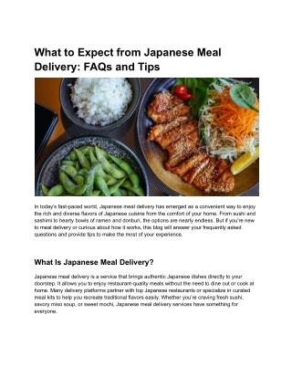 Japanese Meal Delivery: Tips for a Flawless Experience