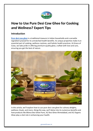 How to Use Pure Desi Cow Ghee for Cooking and Wellness