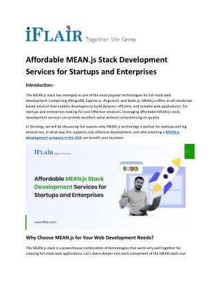 affordable mean js stack development services