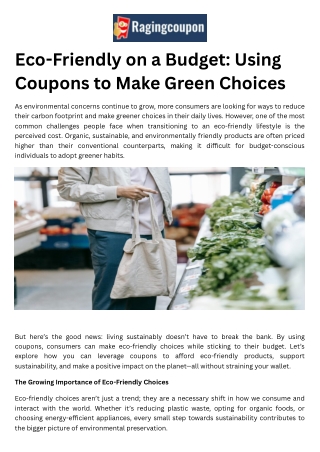 Eco-Friendly on a Budget Using Coupons to Make Green Choices