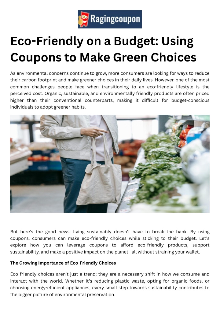 eco friendly on a budget using coupons to make