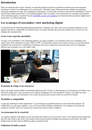 Les avantages d'externaliser votre marketing digital