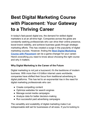 best digital marketing course with placement your