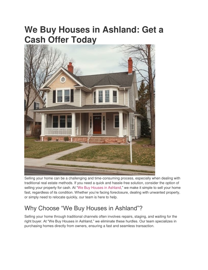 we buy houses in ashland get a cash offer today