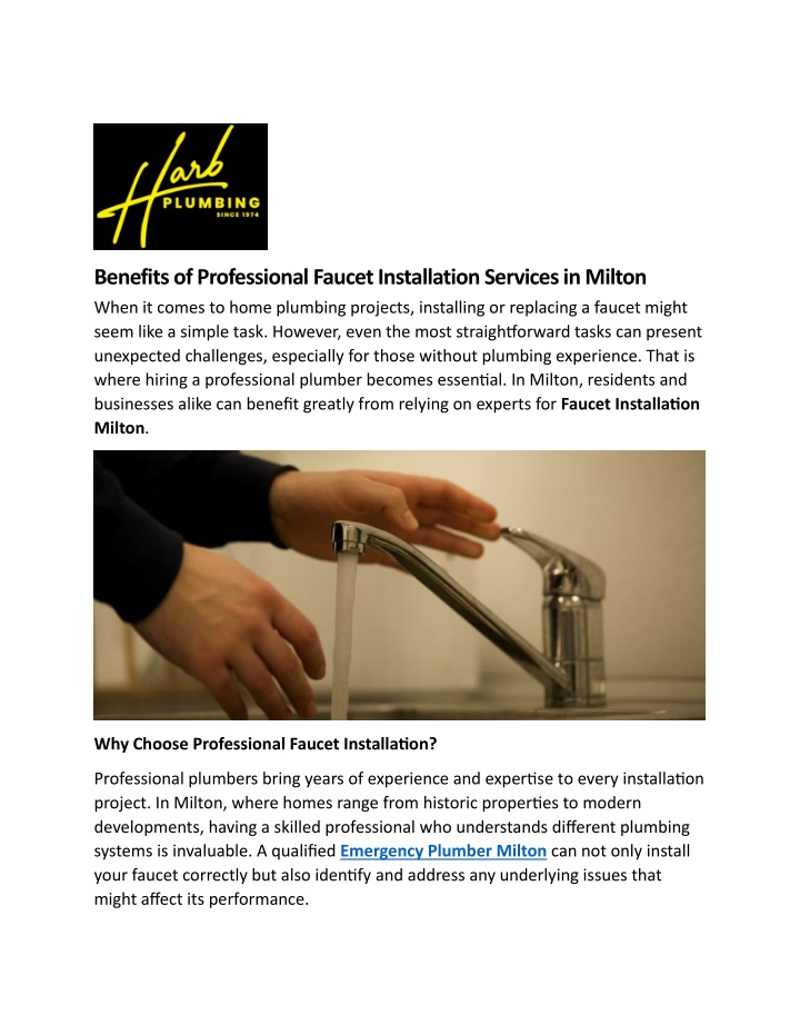 benefits of professional faucet installation