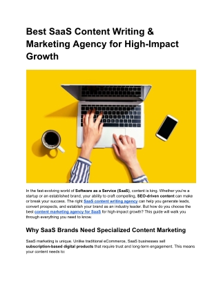 Best SaaS Content Writing & Marketing Agency for High-Impact Growth