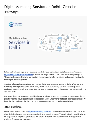 Creation Infoways – Digital Marketing Services in Delhi