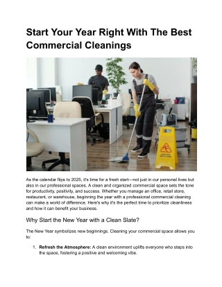 Start Your Year Right With The Best Commercial Cleanings