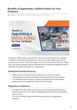 Benefits of Appointing a Skilled Auditor for Your Company