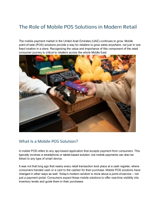 The Role of Mobile POS Solutions in Modern Retail