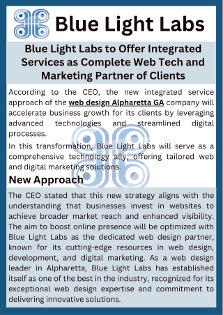 Blue Light Labs to Offer Integrated Services as Complete Web Tech and Marketing