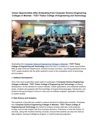 Career Opportunities After Graduating from Computer Science Engineering Colleges in Mumbai - TCET Thakur College of Engi