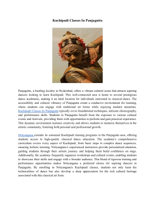 kuchipudi classes in panjagutta