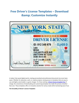 Free Driver's License Templates – Download &amp; Customize Instantly