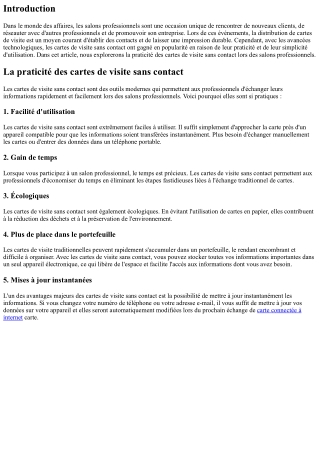 La praticité des cartes de visite sans contact lors des salons professionnels