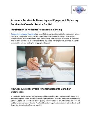 Accounts Receivable Financing and Equipment Financing Services in Canada_ Service Capital