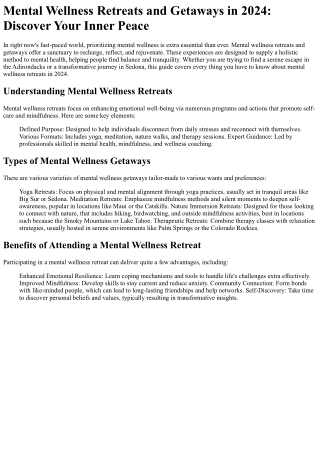 mental wellness retreats and getaways in 2024