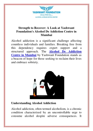 Strength to Recove A Look at Yashwant Foundation's Alcohol De Addiction Centre in Mumbai