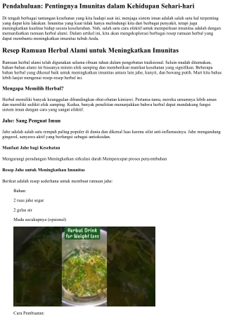 Resep Ramuan Herbal Alami untuk Meningkatkan Imunitas