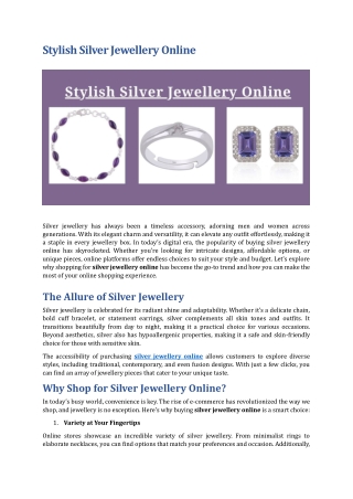 Stylish Silver Jewellery Online