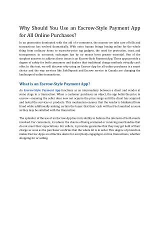 Why Should You Use an Escrow-Style Payment App for All Online Purchases