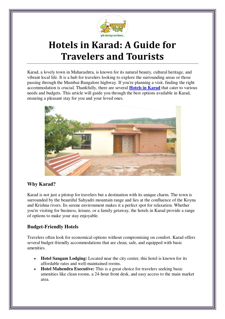 hotels in karad a guide for travelers and tourists