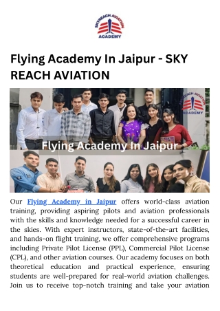 Flying Academy In Jaipur - SKY REACH AVIATION