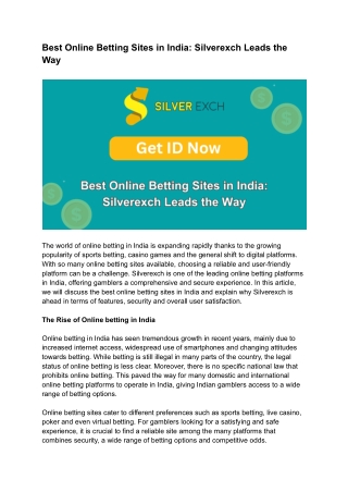 Best Online Betting Sites in India_ Silverexch Leads the Way