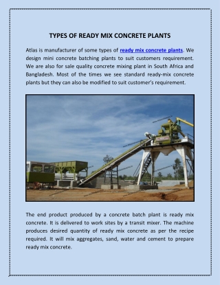 Types of Ready Mix Concrete Plants | Explore Concrete Plant Options