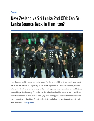 New Zealand vs Sri Lanka 2nd ODI_ Can Sri Lanka Bounce Back in Hamilton_