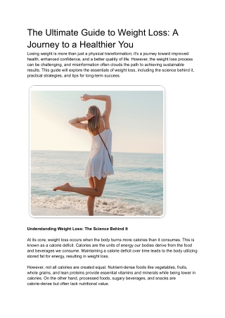 The Ultimate Guide to Weight Loss- A Journey to a Healthier You