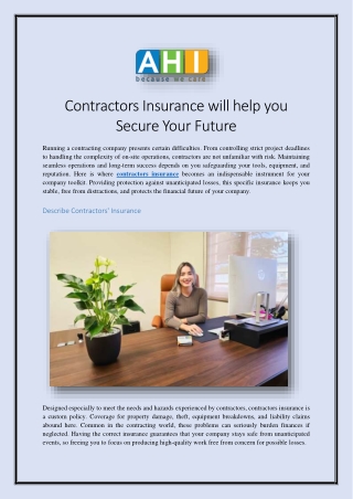 Contractors Insurance will help you Secure Your Future