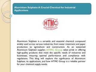 Aluminium Sulphate: A Crucial Chemical for Industrial Applications