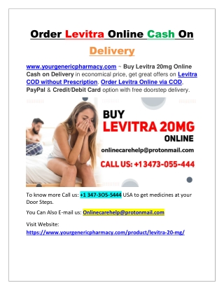 Order Levitra Online Cash On Delivery